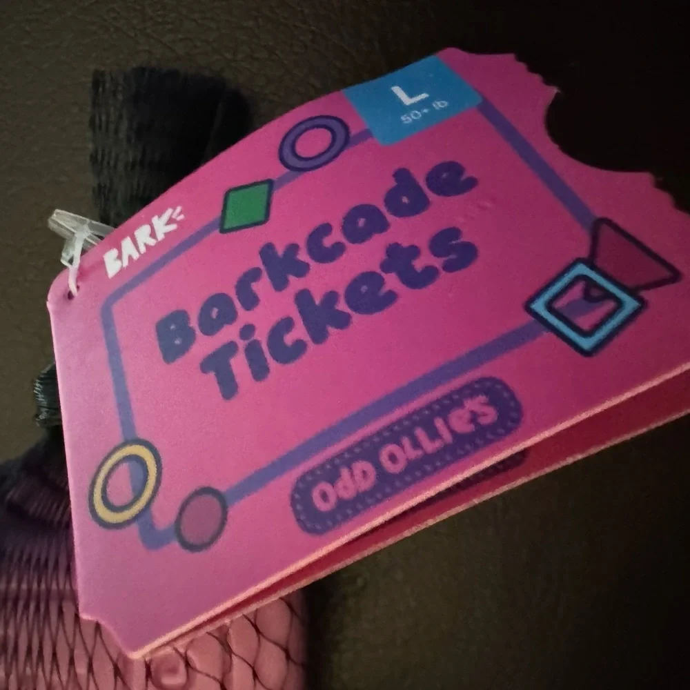 Barkbox SuperChewer L Dog Toy Barkcade Tickets solid nylon tough toy NEW PINK